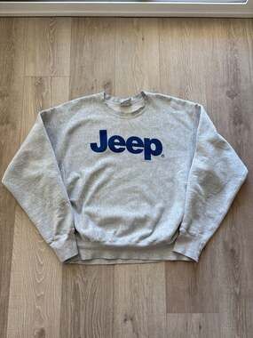 Vintage 90s Lee Cross Grain Jeep Spellout Heavyweight Heather Gray Crewneck Swea